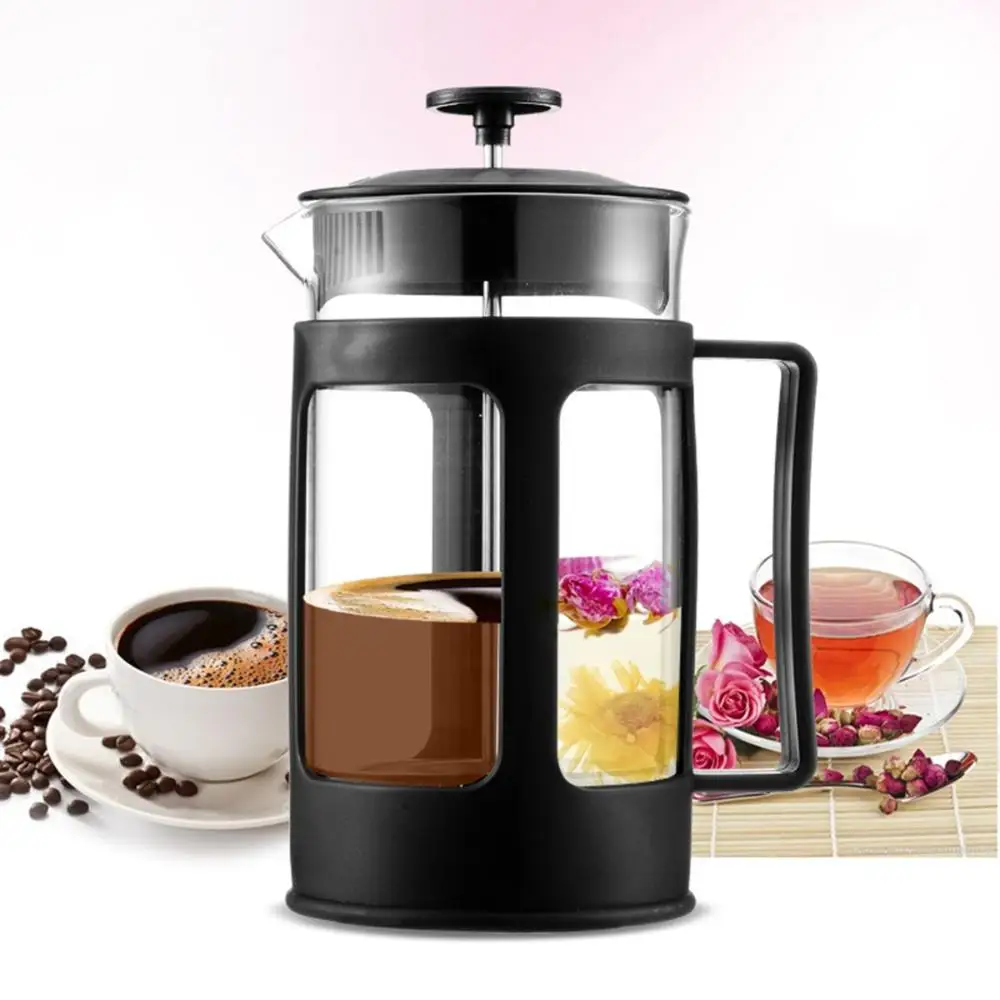 French Press Coffee Maker - Tetera de vidrio de borosilicato grueso