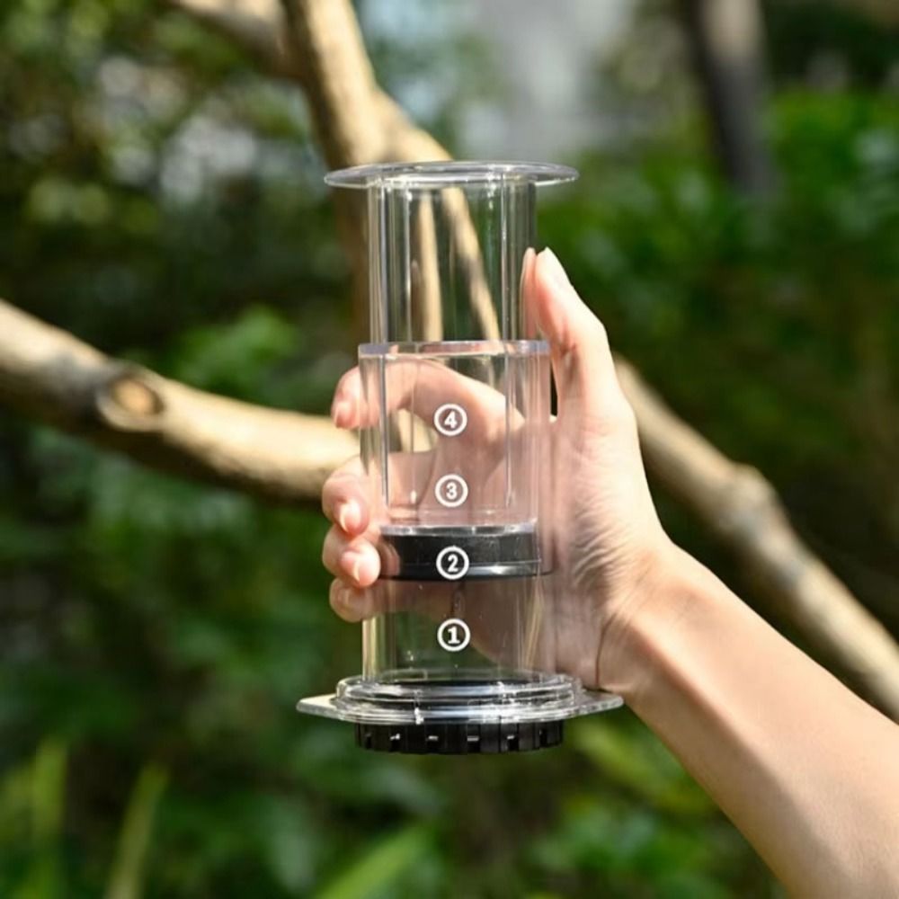 French Press Coffee Maker - Cafetera Portátil Estilo Francés, Antideslizante, Transparente,