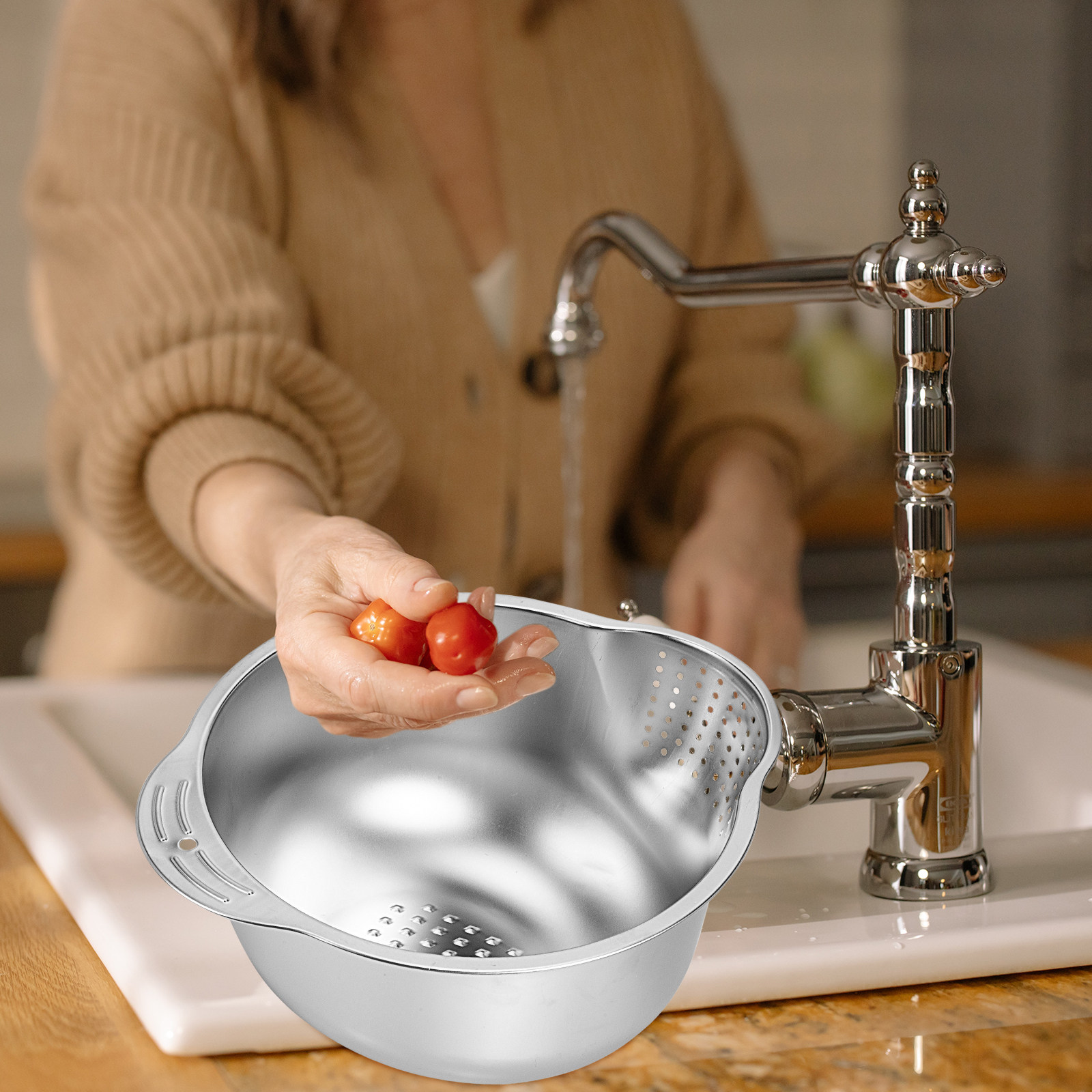 Vegetable Kitchen Gadgets - Cesta de drenaje profesional de acero