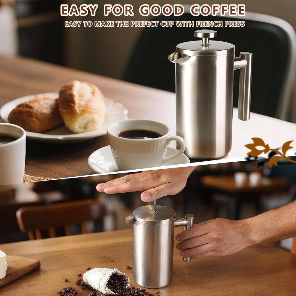 Cafetera Francesa, Acero Inoxi - French Press Coffee Maker reseña y precio