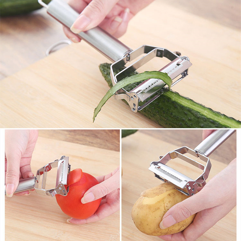 Pelador multifunción de acero  - Household Kitchen Gadgets Vegetable Cutter Silk Cutter reseña y precio
