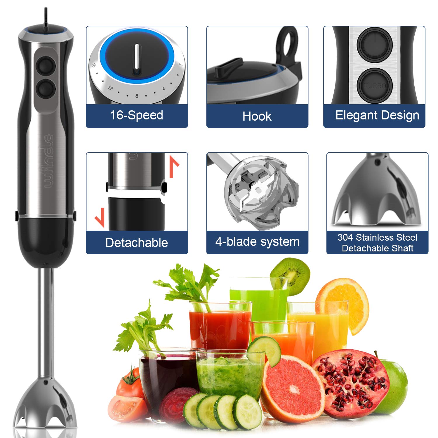 Wancle-batidora de mano de inm - Immersion Blender Stick reseña y precio